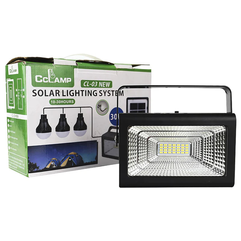 Reflector Solar LED Portátil Con Bombillos 30W. Estación De Energía Solar Multifuncional. Power Bank Con Batería De Respaldo. AB360