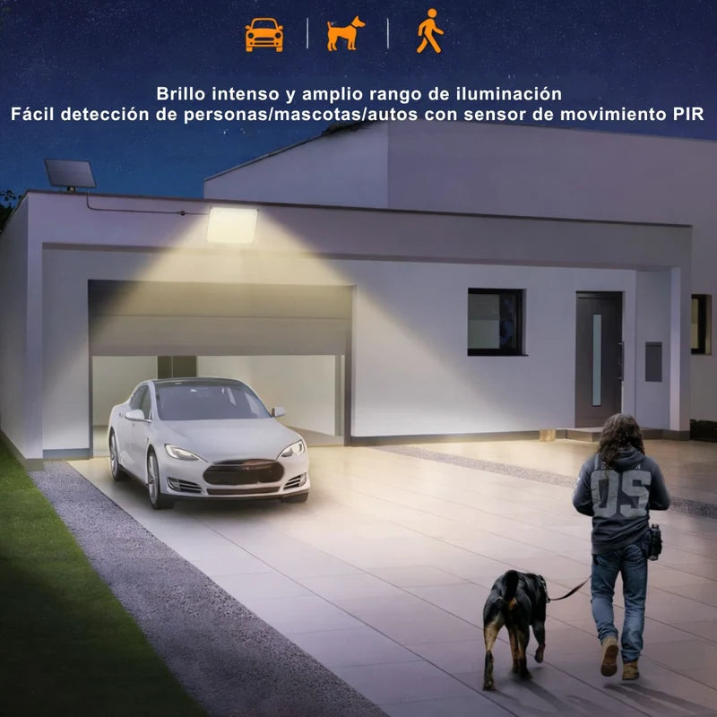 Lámpara Solar LED Para Jardín Y Paisajismo Con Estaca Exterior Con Sensor De Movimiento Y Control Remoto (15X11cm). Reflector Impermeable IP65 Con 3 Modos De Iluminación LT801
