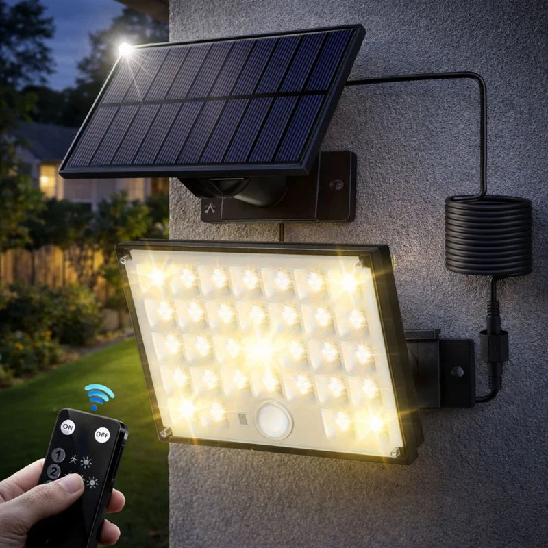 Lámpara Solar LED Para Jardín Y Paisajismo Con Estaca Exterior Con Sensor De Movimiento Y Control Remoto (15X11cm). Reflector Impermeable IP65 Con 3 Modos De Iluminación LT801