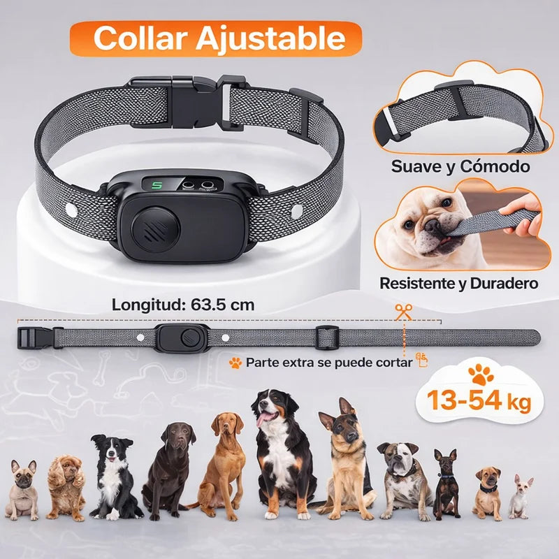 Collar De Entrenamiento Para Perros Recargable Con Control De Ladridos. 3 Modos (Beep, Vibración Y Descarga) Con 5 Niveles De Sensibilidad. Antiladridos. LT965
