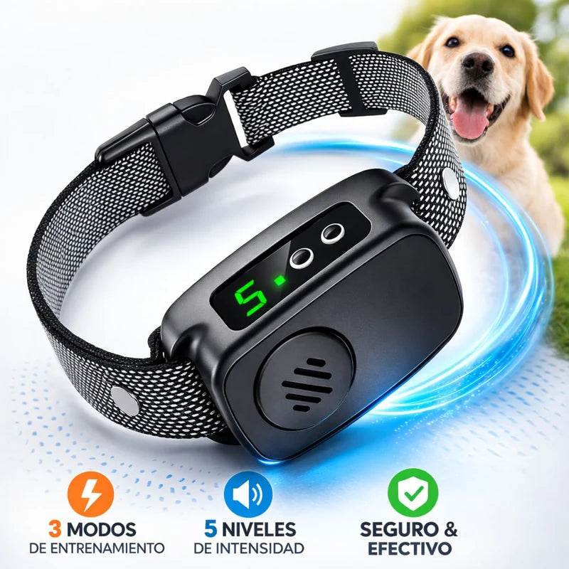 Collar De Entrenamiento Para Perros Recargable Con Control De Ladridos. 3 Modos (Beep, Vibración Y Descarga) Con 5 Niveles De Sensibilidad. Antiladridos. LT965