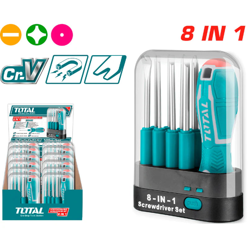 Juego De Destornilladores Intercambiables De 9 Piezas. CR-V. Acero De Alta Calidad. THT250906