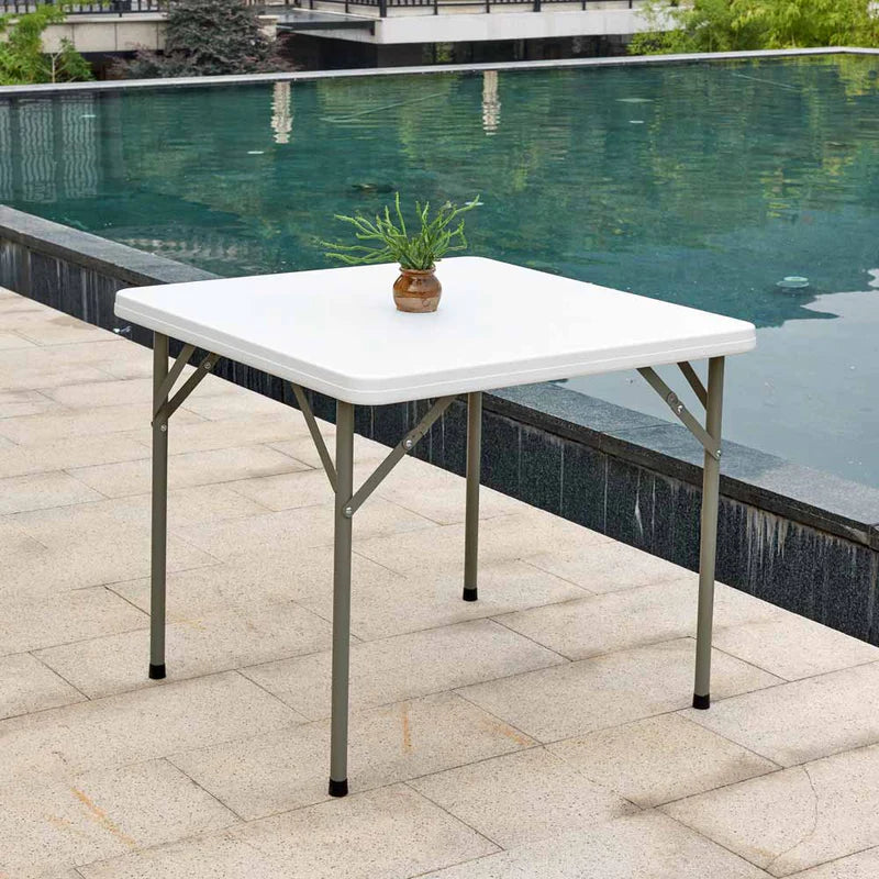 Mesa Cuadrada Plegable Plástico Blanco 86x74cm HS-F86