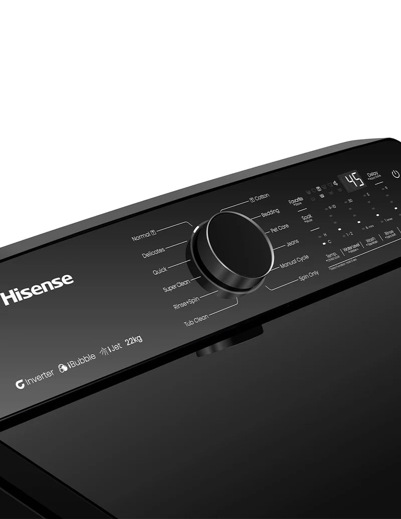 Lavadora Automática Carga Superior 20kg Negro Smart Fuzzy Hisense WT5I2023DB