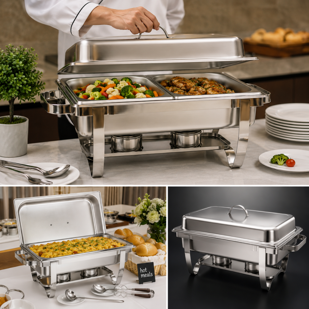 Chafing Dish Rectangular de Acero Inoxidable con Tapa | FSK11155
