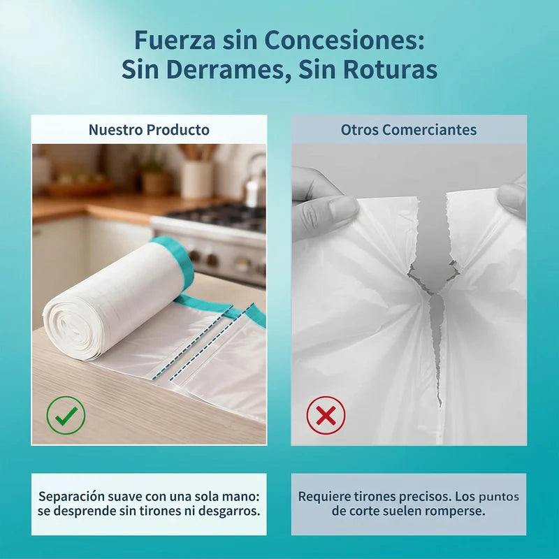 Bolsas De Basura Para Cocina Aromatizadas 13 Galones (49Lt) (160 Unds) Con Cordón Ajustable. Cartuchos Para Desechos Flexibles (62X68 Cm) Color Blanco AN42