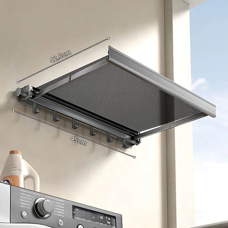 Repisa Estante Retráctil Con Malla Multiusos Para Baño Y Lavandería. Repisa Plegable Con Ganchos. 45X42.5Cm AB1711