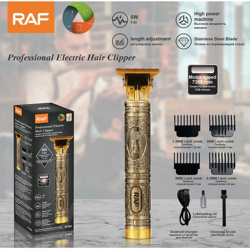 Cortadora De Cabello Eléctrica 5W 7200 RPM, Diseño Artístico Cable USB Incluye 4 Peines. 110V/60Hz Cortadora Barbero R.430