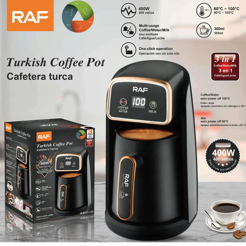 Cafetera Turca Calentador Eléctrico Multiusos 400W 300Ml 3 En 1 Para Café, Agua Y Leche Apagado Automático. R.9117-110