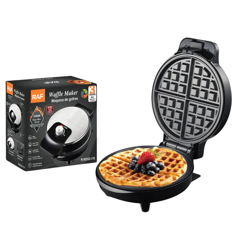 Waflera Eléctrica 1000W Con Cocción Doble Y Placas Antiadherentes 110V /60Hz. Plancha Para Waffles R.92222-110
