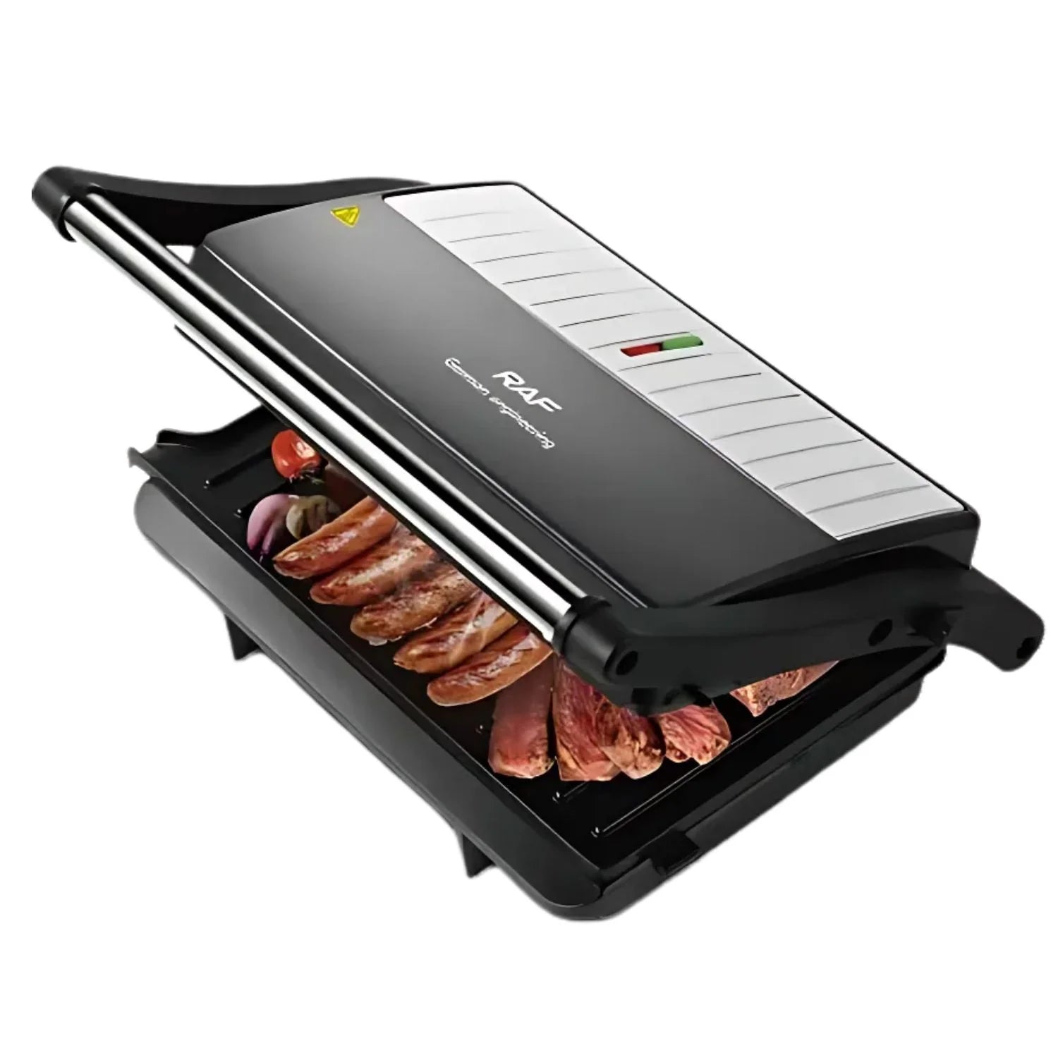 Parrilla Eléctrica 1000W Abre 180° Con Revestimiento Antiadherente Y Doble Calor 110V /60Hz. Asador De Carnes. R.9240-110