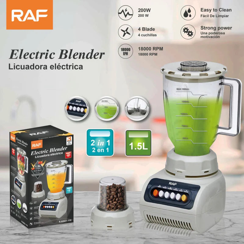 Licuadora 200W 110V/60Hz 1.5L Con Molino 2 En 1 4 Cuchillas Y 5 Velocidades. Fácil De Limpiar. Blender (Colores Surtidos) R.92821-110
