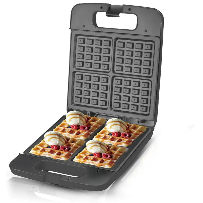Waflera Eléctrica 750W Con Revestimiento Antiadherente Y Doble Calor. 110V /60Hz. Plancha Para Waffles R.9521-110