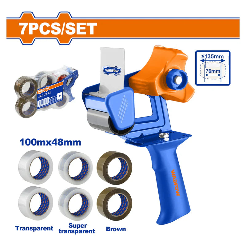 Cinta Adhesiva Con Dispensador 100Mx48mm Transparente Y Marrón Ø135mm Sellar Cartón. Incluye 7 Cintas Adhesivas WATS1301