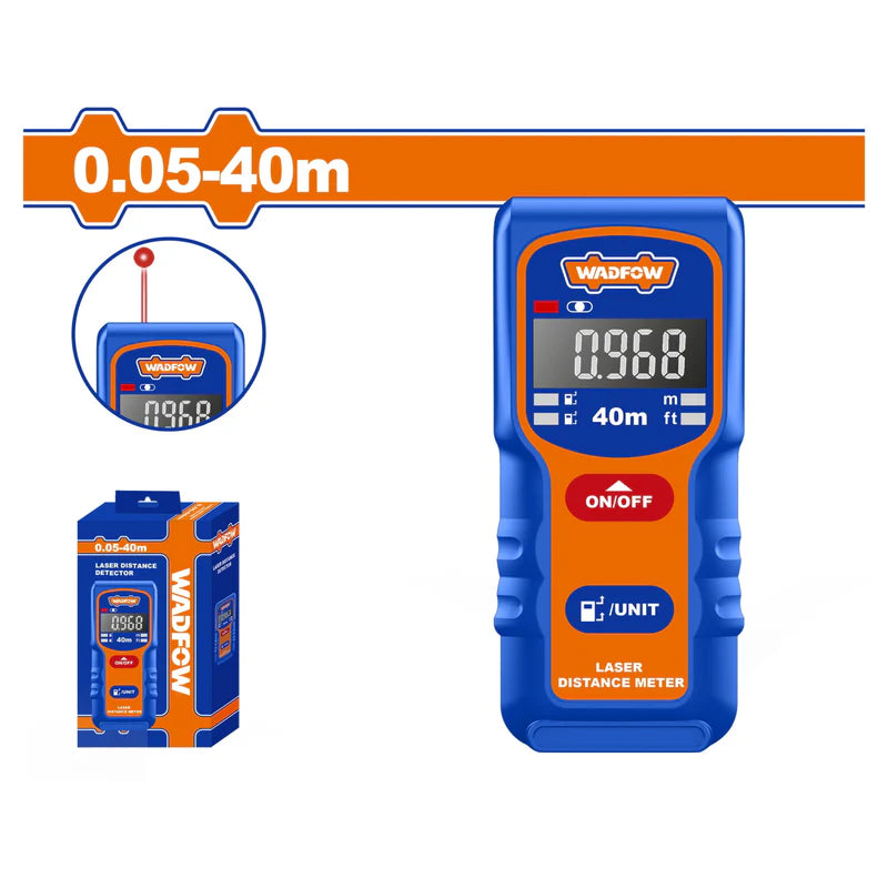 Medidor Laser Rango 0.05-40M. Precisión De Medición: ±2.0Mm. Baterías 2 AAA Tipo De Láser: 635 Nm WDL1504
