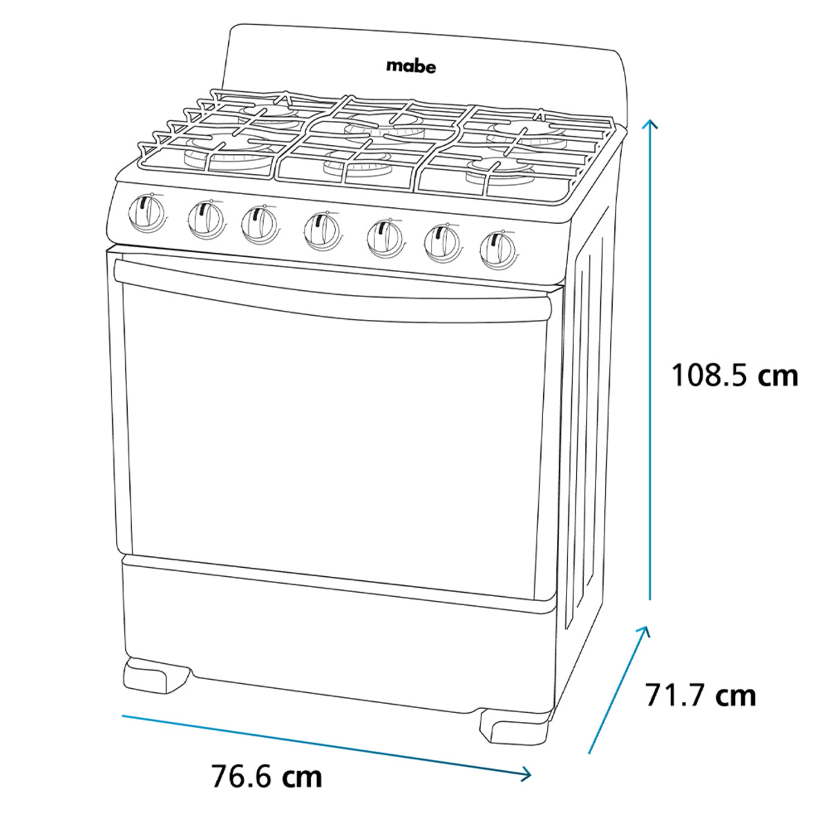 Estufa con Horno 30" 6 Quemadores a Gas en Acero Inoxidable Mabe EM7622BAPS2