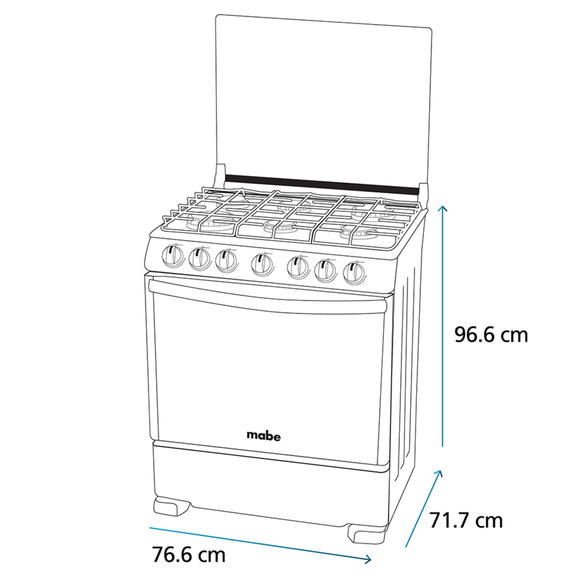 Estufa con Horno 30" 6 Quemadores a Gas en Acero Inoxidable Mabe WEM7659CFIS3