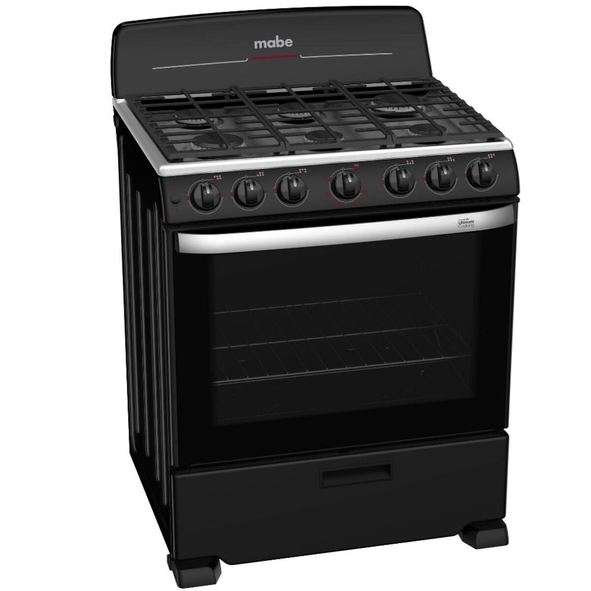 Estufa con Horno 30" 6 Quemadores a Gas en Negro Mabe EM7651BFIN0