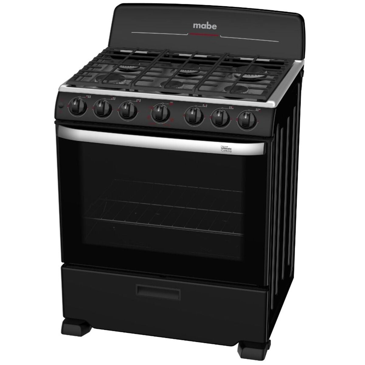 Estufa con Horno 30" 6 Quemadores a Gas en Negro Mabe EM7651BFIN0