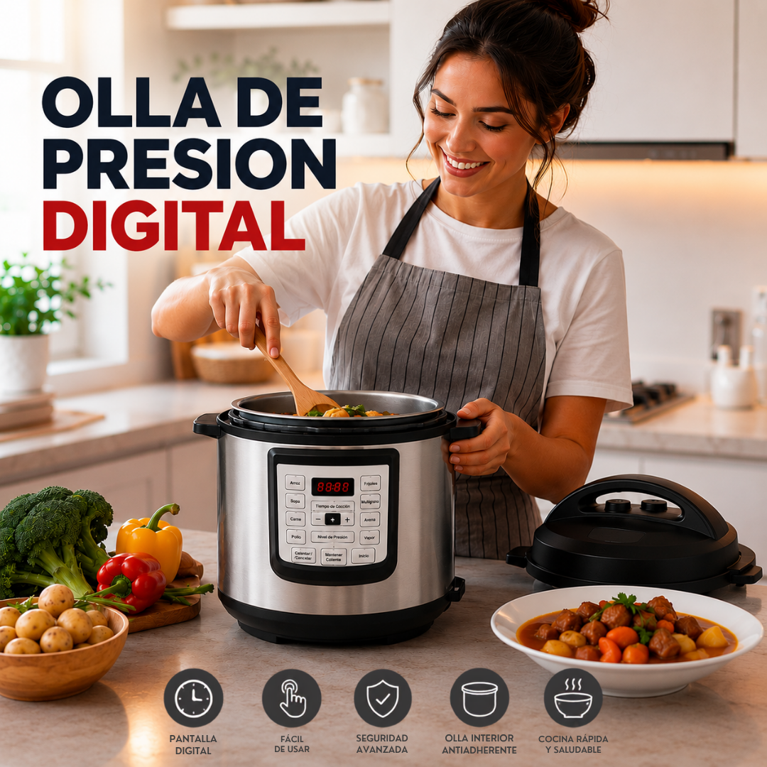 (LLEGANDO 3 DE JULIO) Olla de Presión Digital BLACK+DECKER PR100SD de 6 Litros | Olla Eléctrica Multifuncional Programable