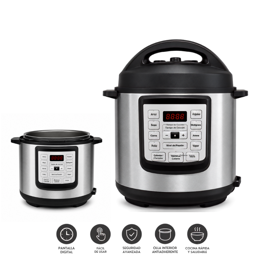 (LLEGANDO 3 DE JULIO) Olla de Presión Digital BLACK+DECKER PR100SD de 6 Litros | Olla Eléctrica Multifuncional Programable