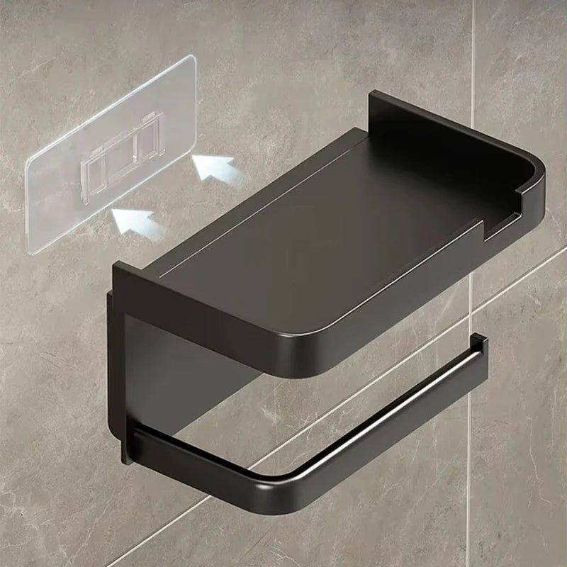 Portarrollos De Papel Higiénico Con Bandeja Soporte Para Celular. Color Gris. AB895