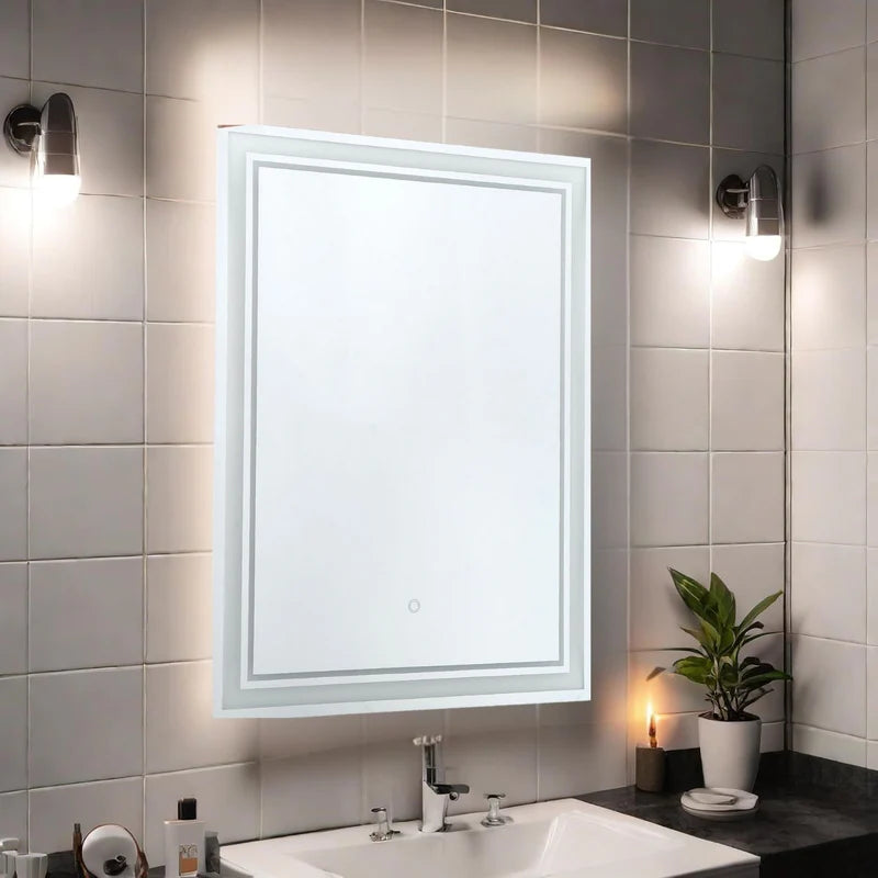 Espejo LED Táctil De Pared 60X80 Cm Con 3 Tonos De Luz Y Enchufe USA 110V Espejo Baño Moderno UN-A133