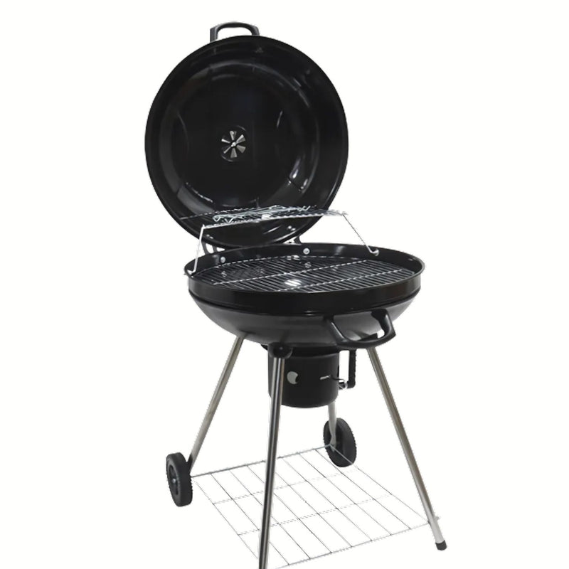 Parrilla De Carbón Redonda 22" 56X88 Cm Estilo Barbacoa Portátil De Hierro Con Termómetro Y Estante. Asador A Carbón  UN-A037
