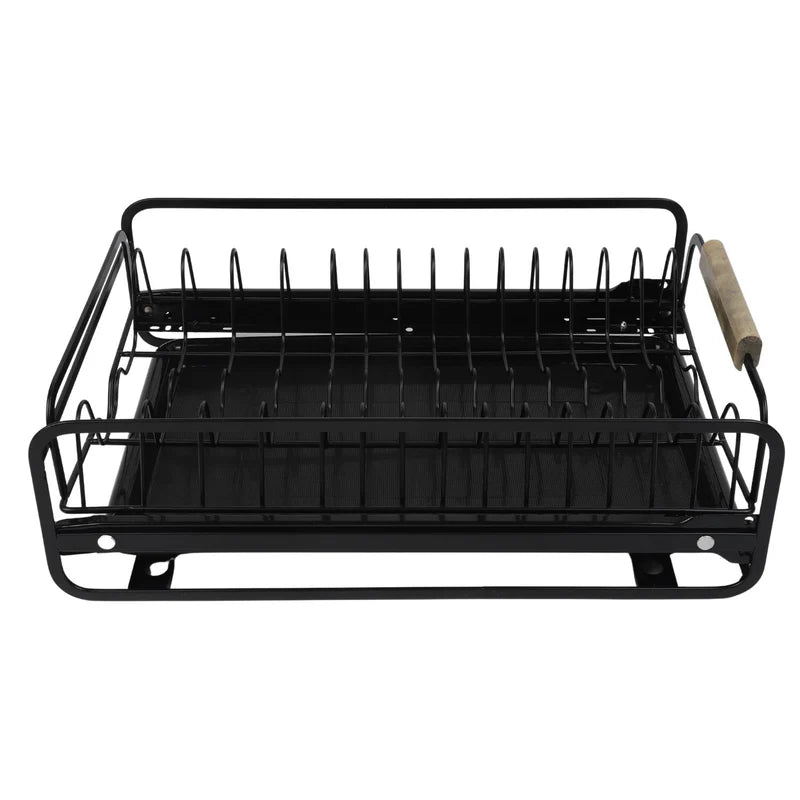 Organizador Escurridor De Platos Deslizable Para Muebles Gabinetes De Cocina. Color Negro 41X28.5X13cm Hierro. Acabado Duradero. Organizador De Vajillas UN-A066