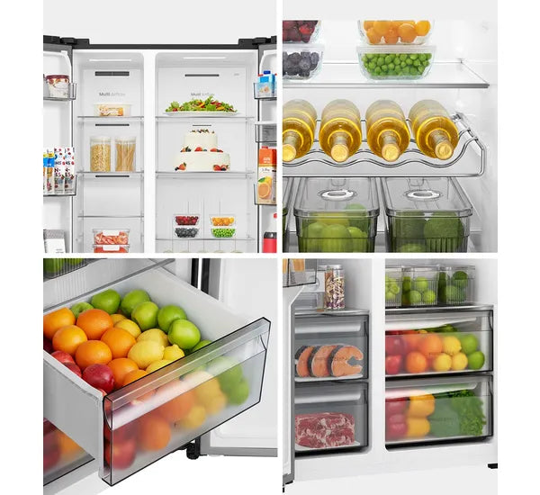 Refrigeradora Side By Side 19p3 Inverter con Dispensador de Agua de Vidrio Negro Hisense RS3P558NM1B