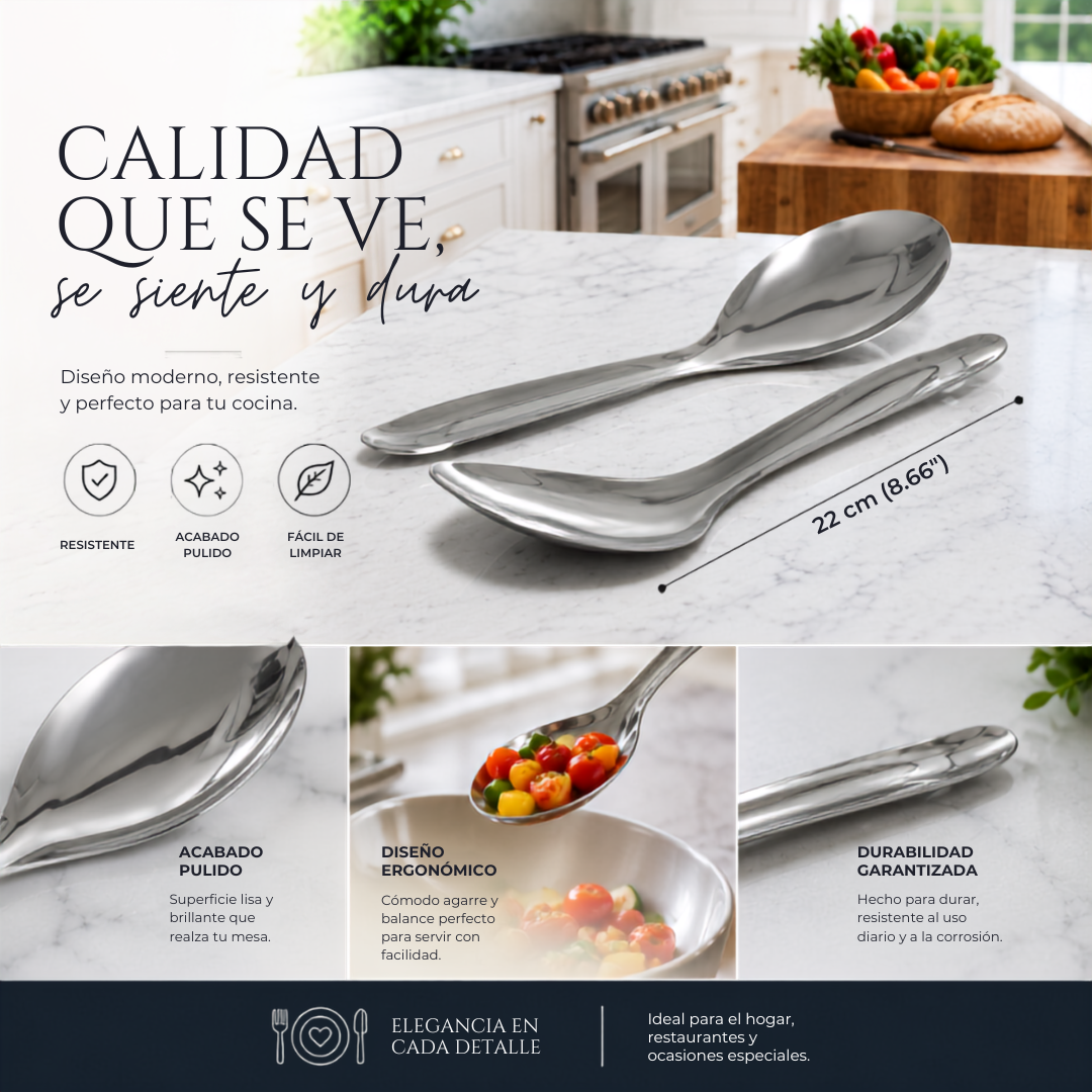 (LLEGANDO 7 DE JULIO) Cuchara Cucharon de Servir de Acero Inoxidable 22 cm – Resistente y Elegante para Cocina OA-CS1104