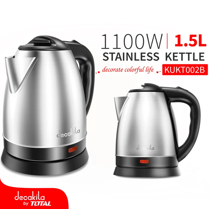 Tetera Hervidor De Agua 1100W 1.5Lts. Acero Inoxidable KUKT002B