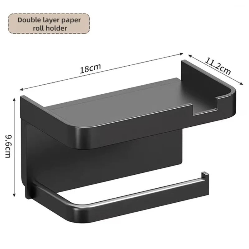 Portarrollos De Papel Higiénico Con Bandeja Soporte Para Celular. Color Gris. AB895