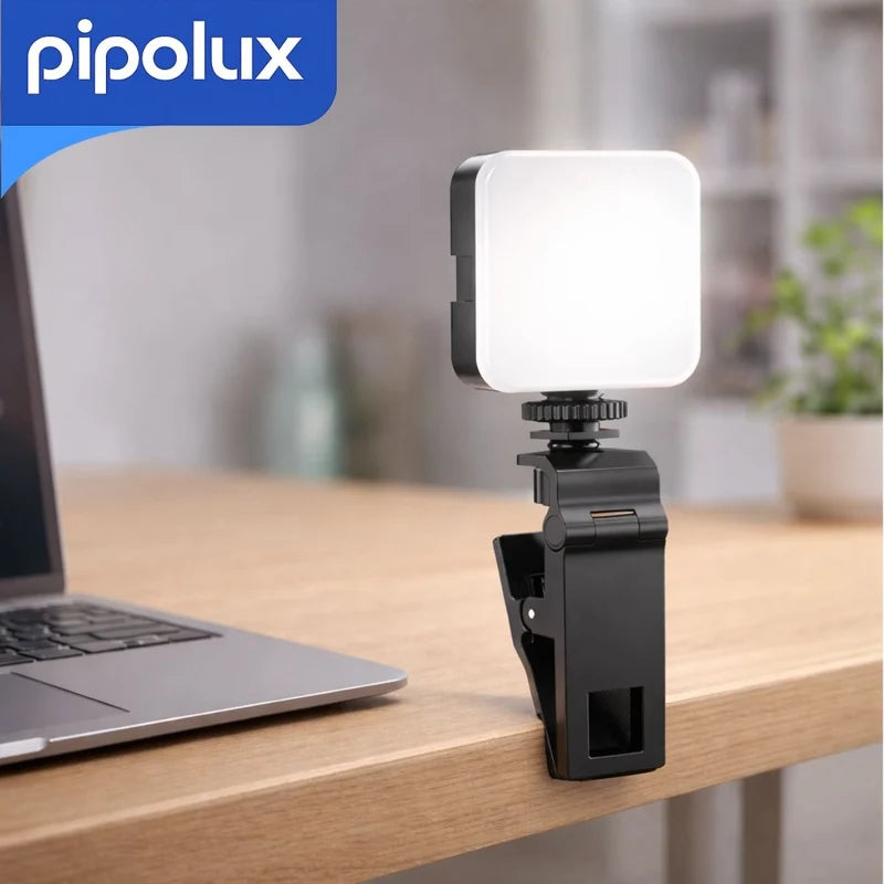 Luz LED Portátil 5.5W Recargable USB-C Con Batería 800Mah, 1.5 Horas De Uso Regulable 3000K-5500K, Incluye Clip Y Cable (7X7cm) PI-FL267001-BK