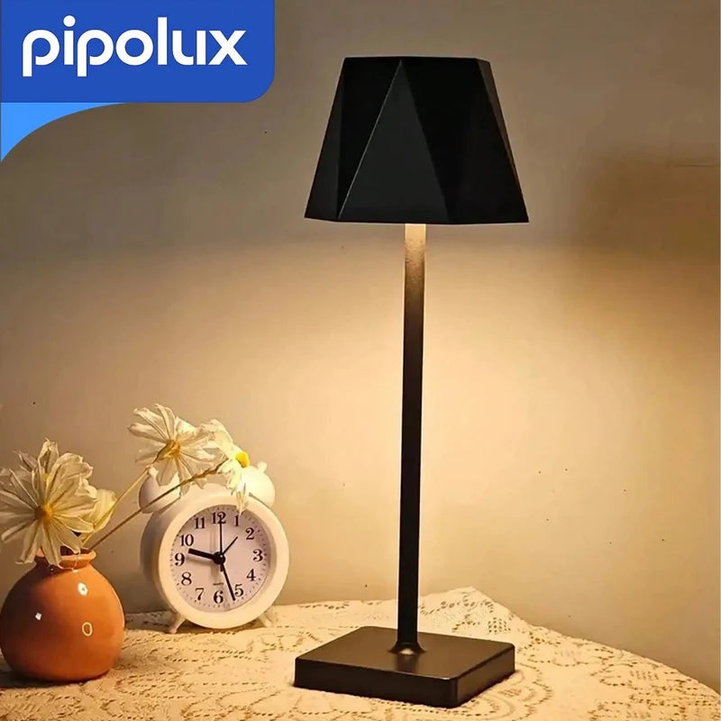 Lámpara De Escritorio LED Recargable Con Encendido Táctil, 2W Y Batería 1200Mah. Luz Regulable Ideal Interior (7.7X11x37cm) Color Negro PI-HL256TD002-BK