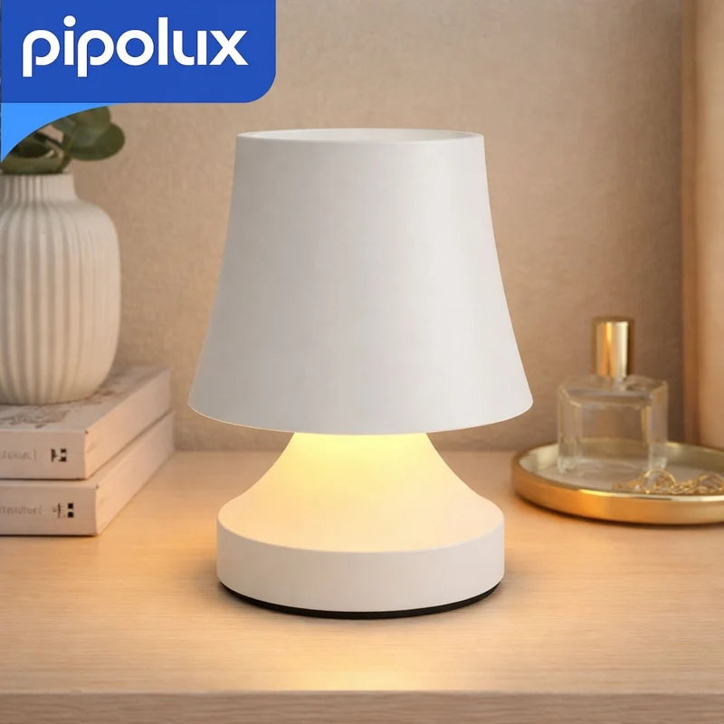Lámpara Ambiental Recargable LED De 3 Colores Regulable De 1200Mah Y 5V 2W. Lámpara De Mesa De Hierro + PP (11.5X15.5 Cm) Autonomía 4-8 Horas PI-HL256TD004-WH