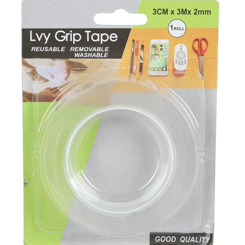 Cinta Adhesiva Doble Contacto, Nano-Adhesiva, Lavable Y Reutilizable. Tamaño 3Cm X 3M Tape Doble Contacto UN-A020