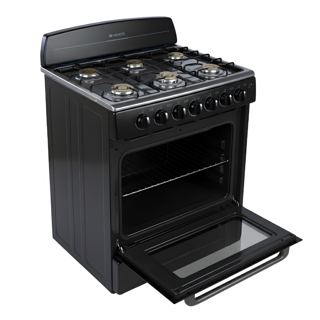 Estufa con Horno Negro 30" 6 Quemadores Nisato NE-3030RN