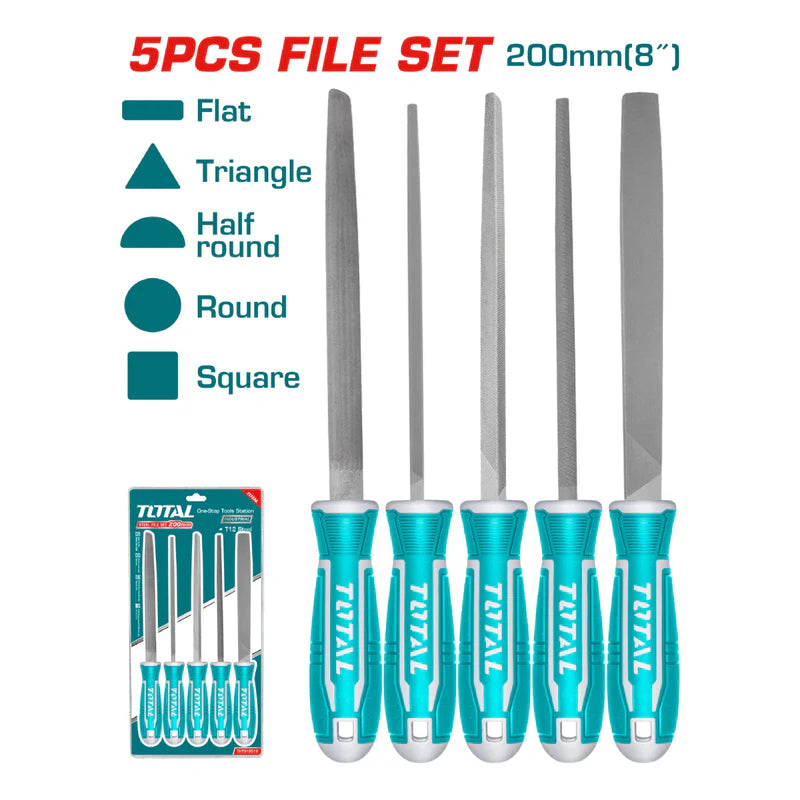 5 Pcs Kit De Limas De Acero Plana, Triangular, Redonda, Media Caña, Cuadrada. THT918516