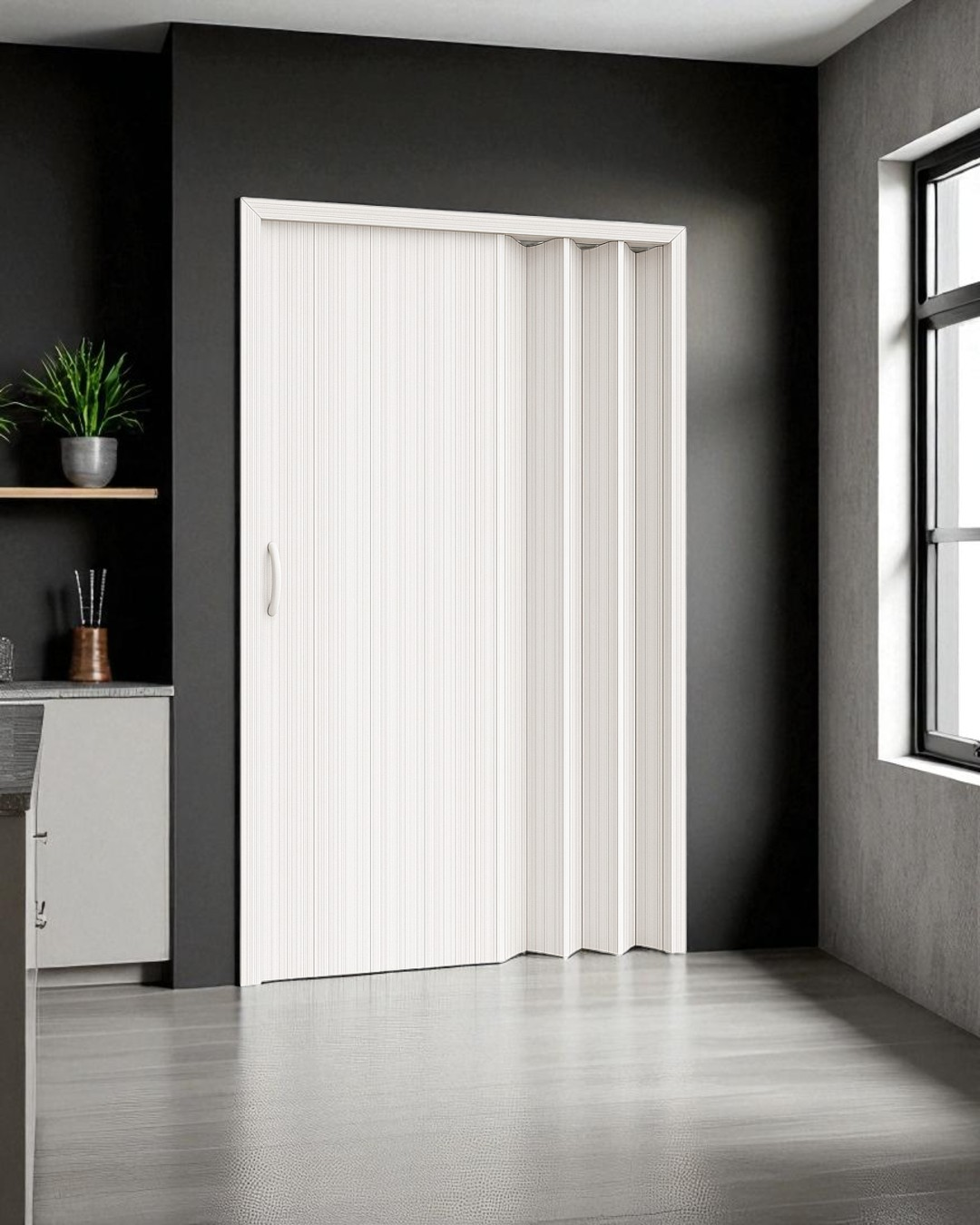 Puerta Plegable de PVC White Rose-00D 2 Tamaños Disponibles