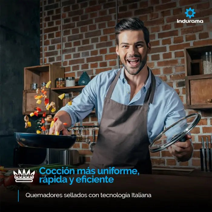 Estufa con Horno a Gas Indurama Parma Zafiro 30” 6 Quemadores – Croma