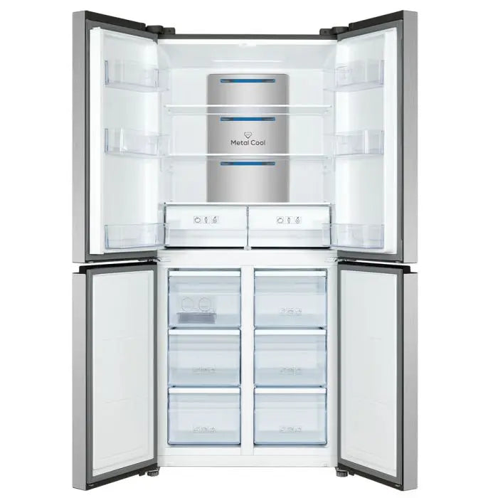 Refrigeradora Cross Door 16.6p3 4 Puertas Inverter Metal Cool Total No Frost Gris TCL P470CDN