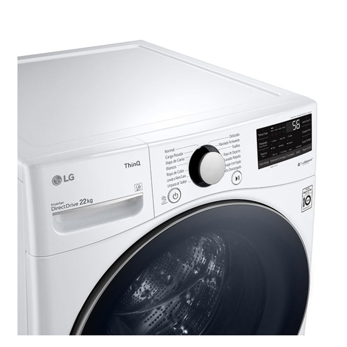 Lavadora Automática Carga Frontal 22kg ThinQ Steam TurboWash LG WM22WV2S6BR LG