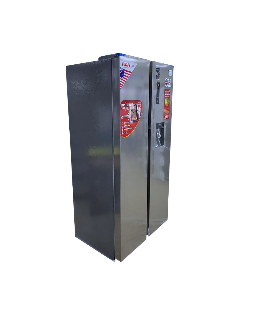 Refrigeradora 15p3 con Dispensador de Agua Inverter Acero Inoxidable RCA RCSS158INVWD