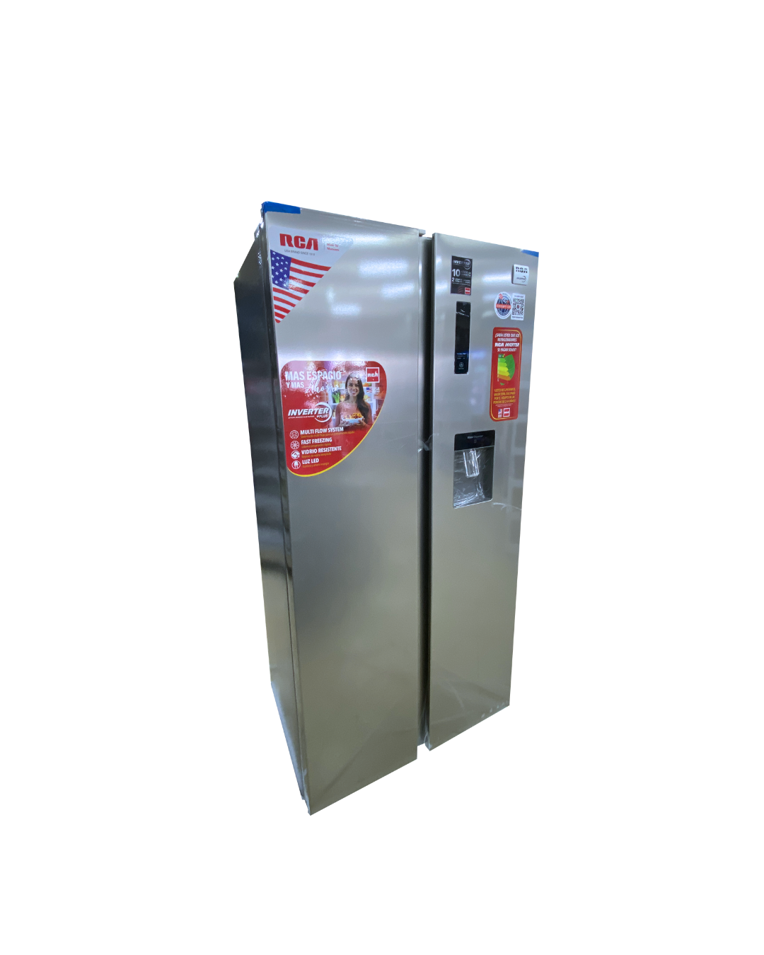 Refrigeradora 15p3 con Dispensador de Agua Inverter Acero Inoxidable RCA RCSS158INVWD