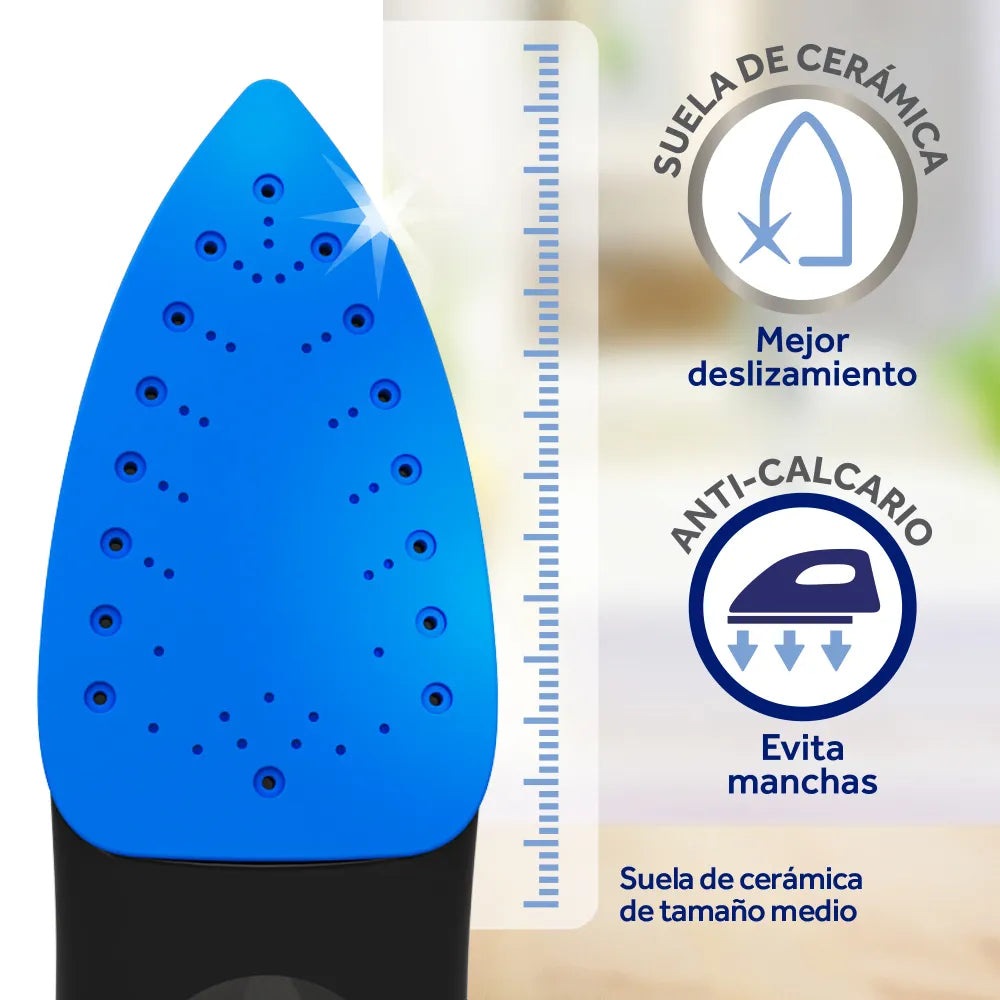 (LLEGANDO 1 DE SEPT) Plancha de Vapor Azul Oster GCSTBSRC2020 1570W – Suela de Cerámica, Cable Retráctil y Vapor Vertical
