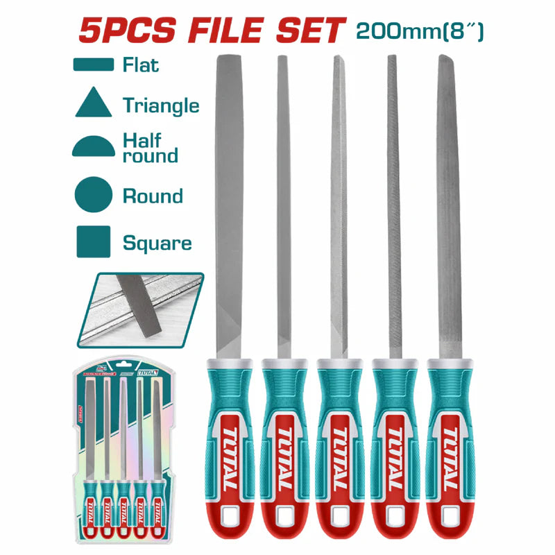 5 Pcs Kit De Limas De Acero Plana, Triangular, Redonda, Media Caña, Cuadrada. THT918516