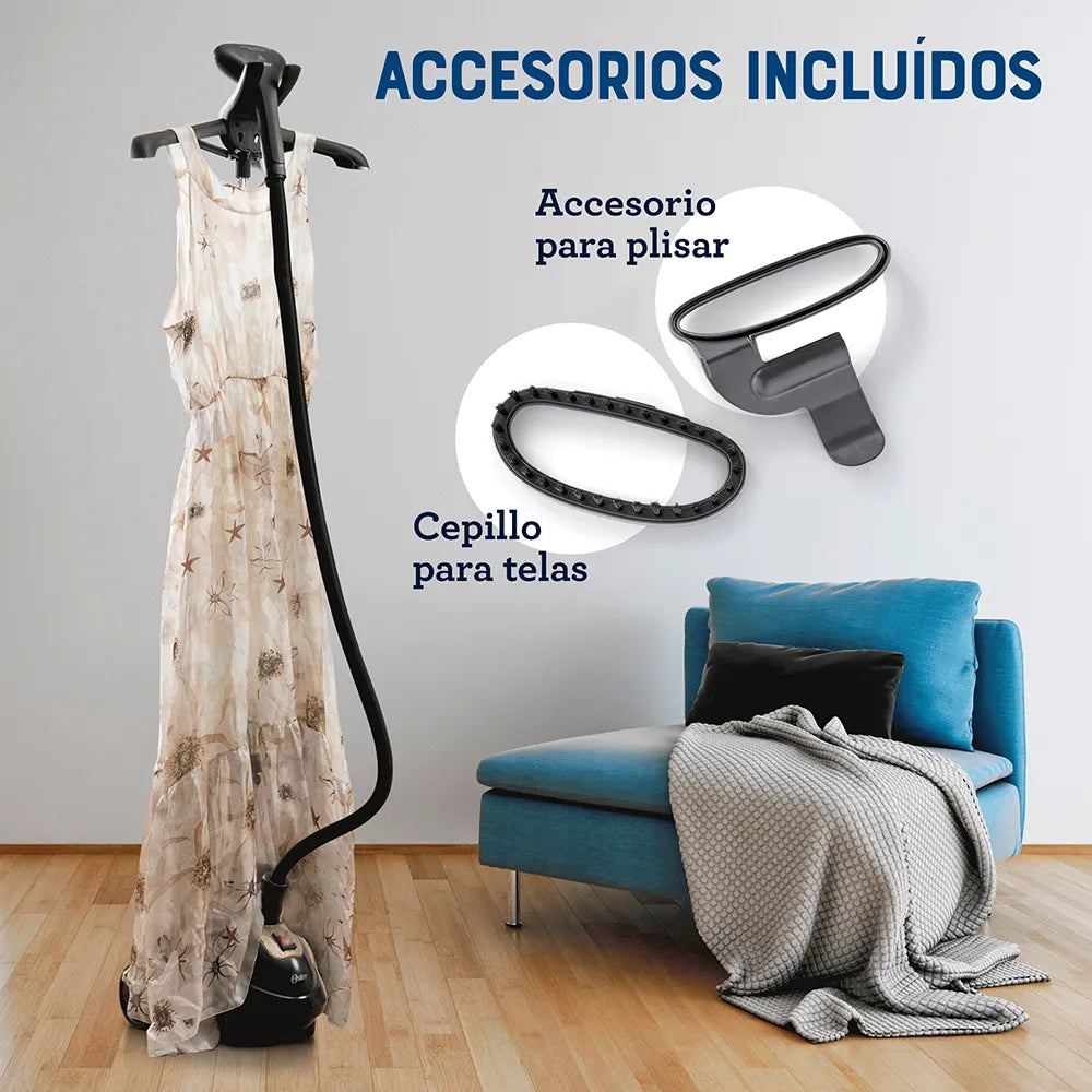 (LLEGANDO 27 DE JULIO) Vaporizador de Ropa Prendas Oster® de Pedestal Vertical con Gancho 360° – GCSTGS7000 | 1600W