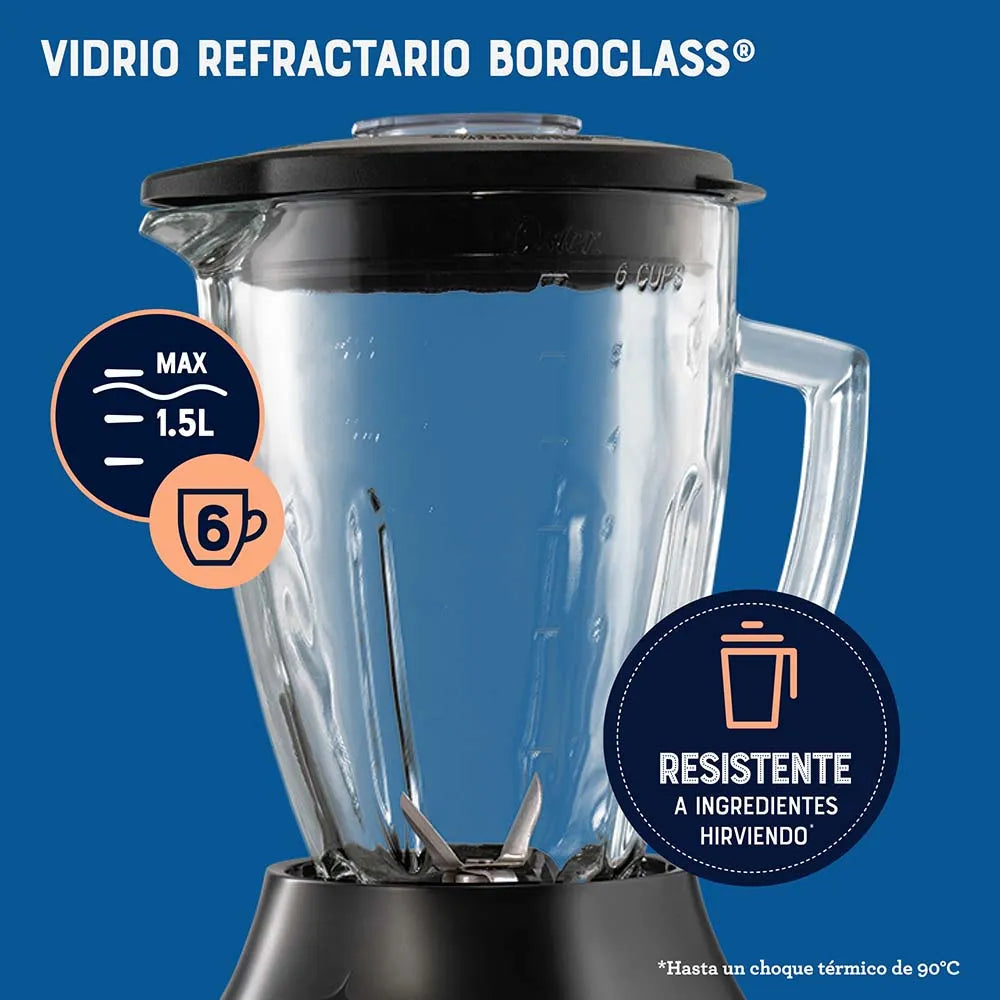 (LLEGANDO 27 DE JULIO) Licuadora Oster® con Vaso de Vidrio 1.25 L, 6 Velocidades + Pulso – BLSTPEG-BPB | 800W de Potencia Máxima