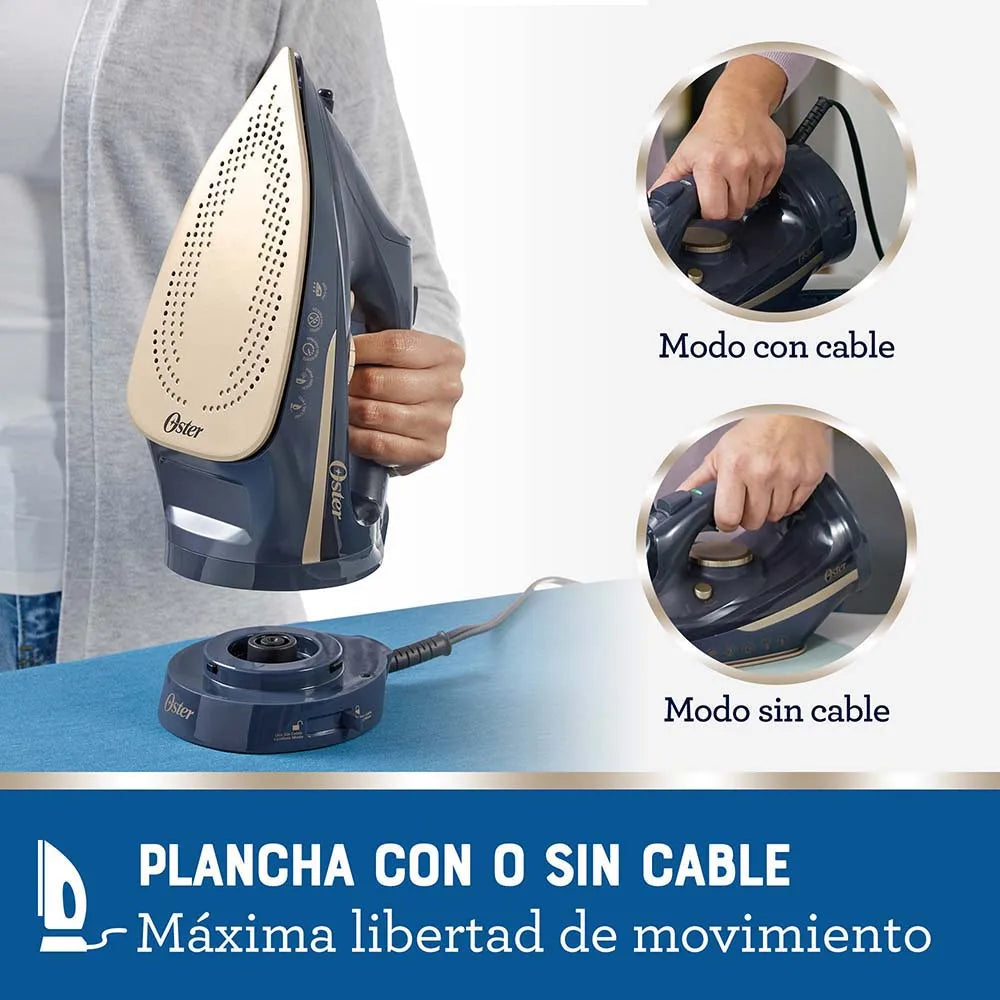 (LLEGANDO 27 DE JULIO) Plancha de Vapor de Ropa Inalámbrica Oster® 2 en 1 con Suela de Cerámica – GCSTCC5000 | 1650W